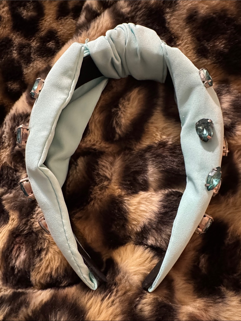 Light Aqua Jeweled Padded Headband - Women's Hair Accessory
